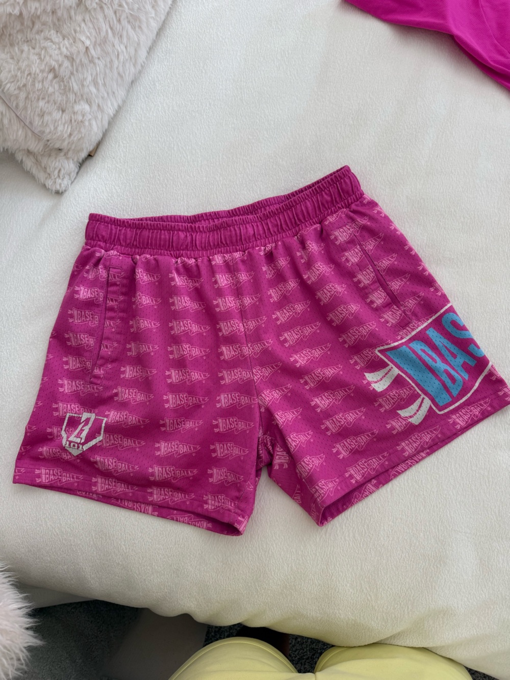 Baseball Lifestyle 101 Athletic Shorts in Fuchsia with Graphic Accent